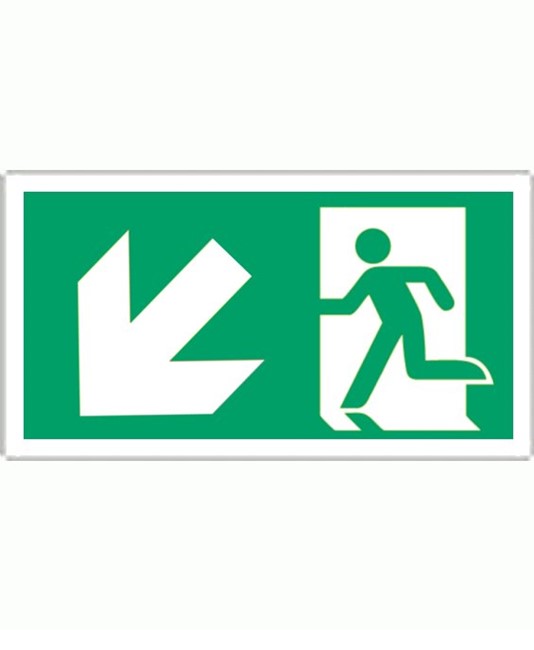 Cartello 'uscita di emergenza indietro/sinistra' Cartello 'uscita di emergenza indietro/sinistra'