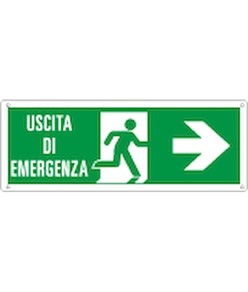 etichette adesive 'uscita di emergenza a destra' con scritta