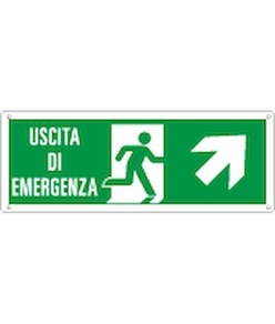 etichette adesive 'uscita di emergenza avanti / a destra' con scritta