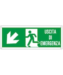 etichette adesive scritta 'uscita di emergenza indietro / a sinistra'