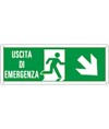 Cartello con scritta 'uscita di emergenza indietro/destra'