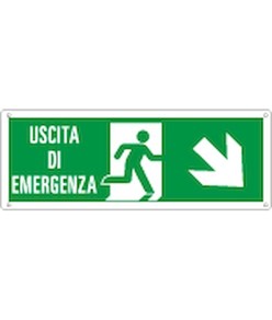 etichette adesive 'uscita di emergenza indietro / a destra' con scritta