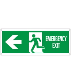 Cartello con scritta 'emergency exit sinistra'