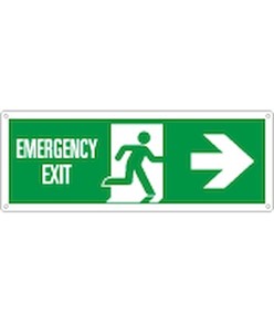 Cartello con scritta 'emergency exit destra'