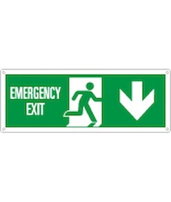 etichette adesive 'emergency exit' con freccia indietro