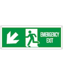 Cartello con scritta 'emergency exit indietro/sinistra'