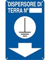 Cartello di messa a terra 'dispersore di terra n°__' con freccia