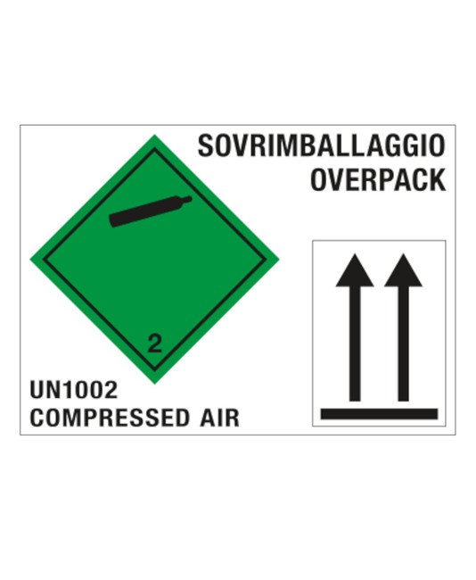 etichette autoadesive "OVERPACK COMPRESSED AIR'' etichette autoadesive "OVERPACK COMPRESSED AIR''