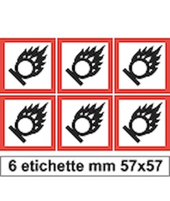 Etichette autoadesive  'comburente'. Dim. Varie