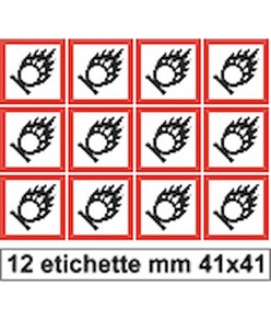 Etichette autoadesive  'comburente'. Dim. Varie