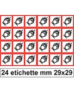 Etichette autoadesive  'comburente'. Dim. Varie
