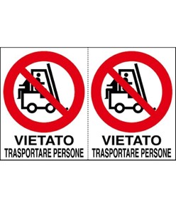 Adesivo 'vietato trasportare persone'