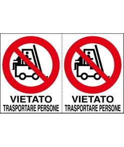 Adesivo 'vietato trasportare persone'. Da 2 etichette