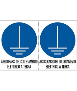 Adesivo 'assicurarsi del collegamento elettrico a terra'. Da 2 etichette