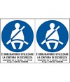 Adesivo 'è obbligatorio utilizzare la cintura di sicurezza' con sanzioni.