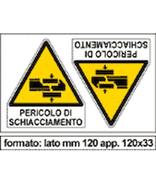 Adesivo 'pericolo di schiacciamento' da 2 etichette