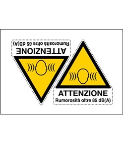 Adesivo 'attenzione rumorosità oltre 85 dB(A)'