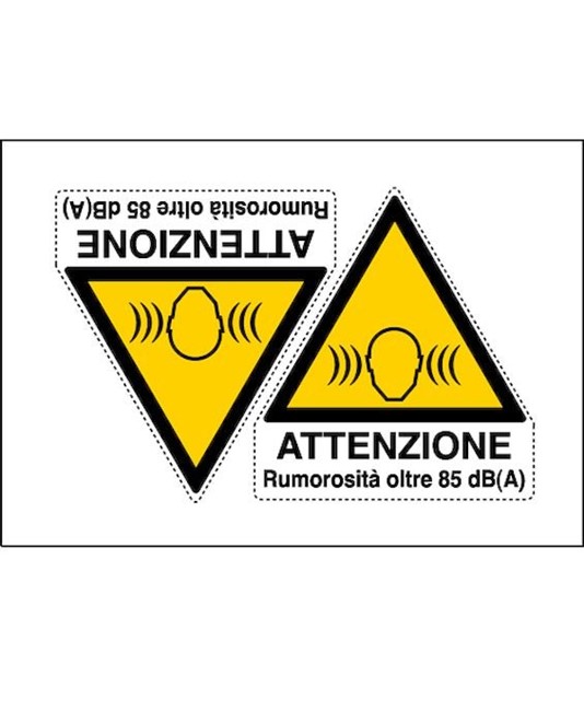 Adesivo 'attenzione rumorosità oltre 85 dB(A)' Adesivo 'attenzione rumorosità oltre 85 dB(A)'