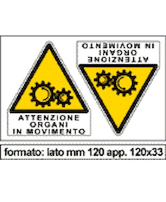 Adesivo 'attenzione organi in movimento' da 2 etichette Adesivo 'attenzione organi in movimento' da 2 etichette