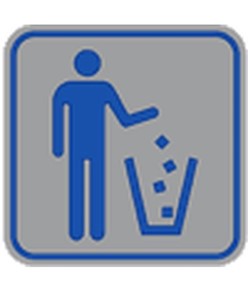 Pellicola adesiva d'indicazione 'gettare rifiuti'