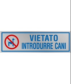 Pellicola adesiva per interni 'vietato introdurre cani' con simbolo divieto