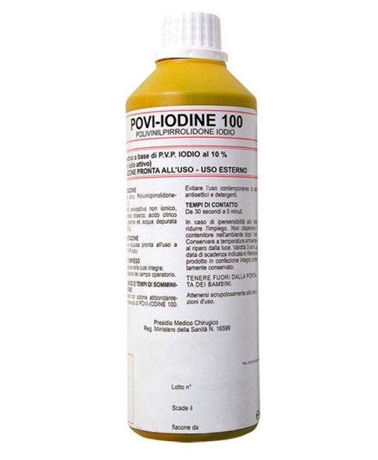 Disinfettante a base di iodopovidone - al 10% di iodio - 500 ml Povi-iodine Disinfettante a base di iodopovidone - al 10% di iodio - 500 ml Povi-iodine