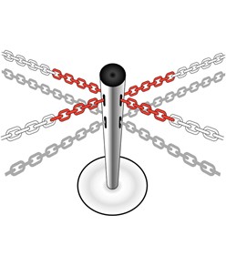 Paletto parapedonale in ferro con asole a 4 vie.