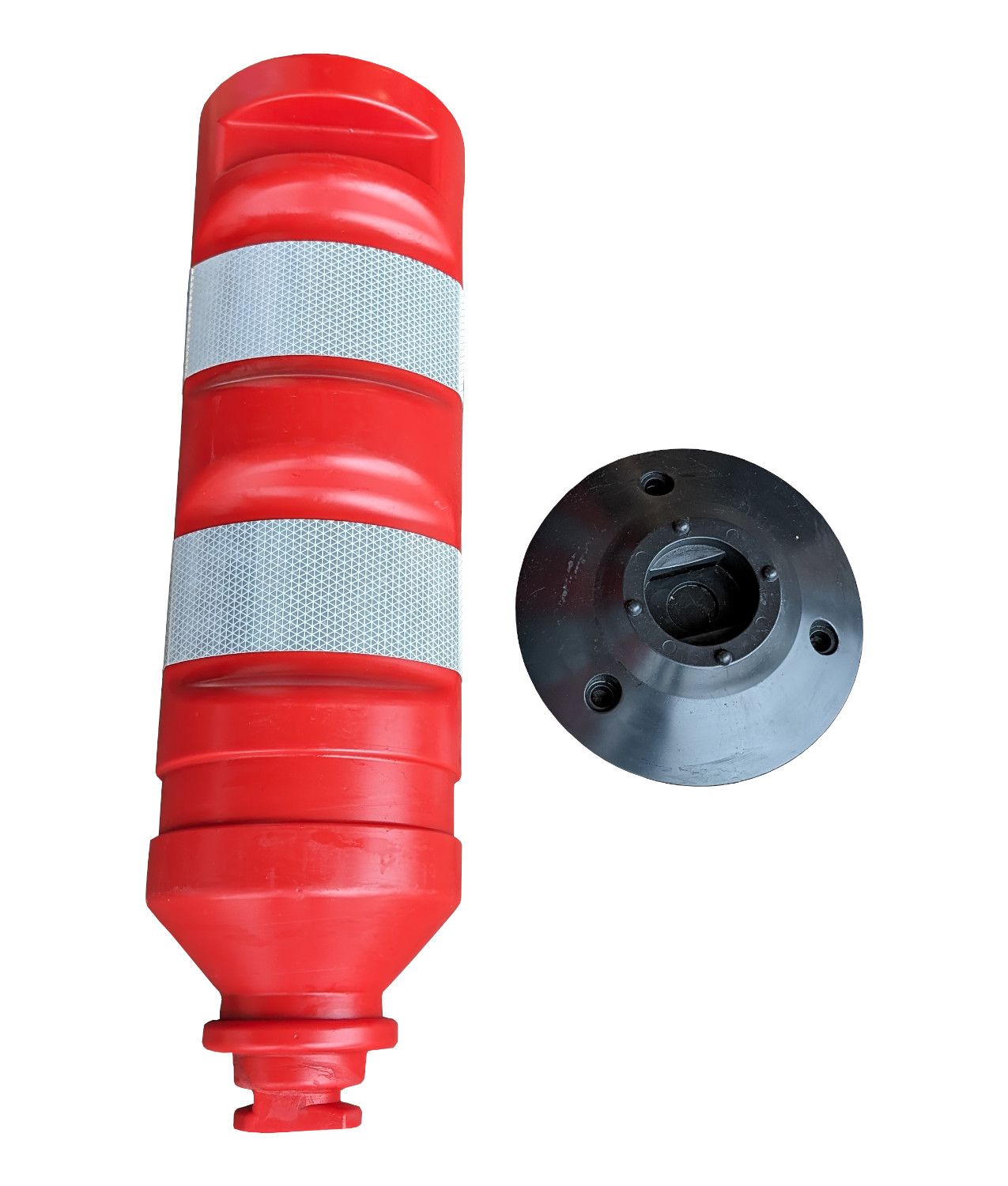 Delineatore stradale cilindrico in plastica