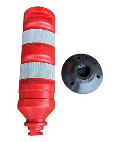 Delineatore stradale cilindrico in plastica