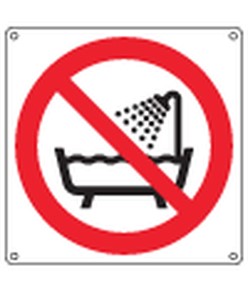 Cartello vietato  l'uso di questo dispositivo vicino a fonti d'acqua