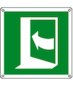 Cartello di emergenza con simbolo 'apertura a spinta a sinistra'