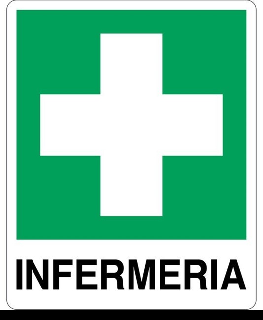 etichette adesive scritta "infermeria" con simbolo