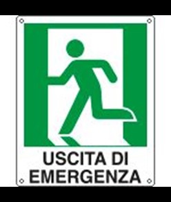 Cartello di emergenza 'uscita di emergenza a sinistra'