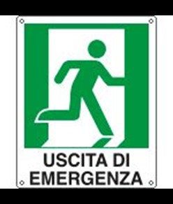 Cartello di emergenza 'uscita di emergenza a destra'