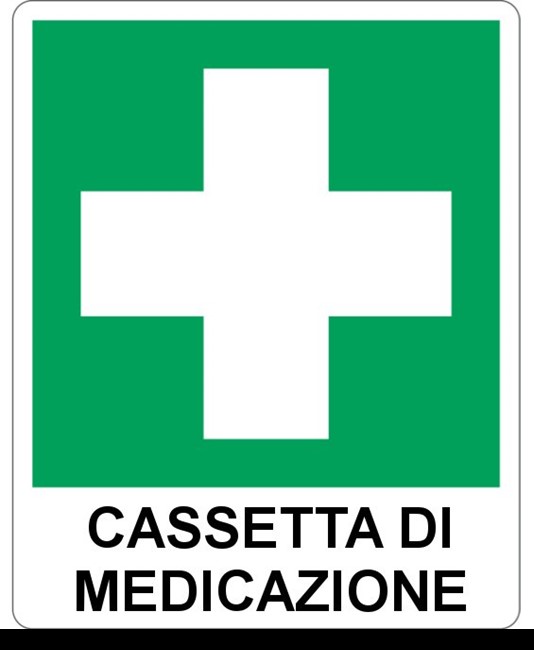 etichette adesive simbolo 'cassetta di medicazione' con scritta