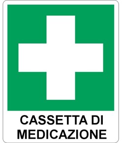 etichette adesive simbolo 'cassetta di medicazione' con scritta