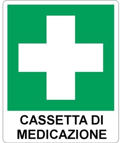 Cartello con scritta 'cassetta di medicazione'