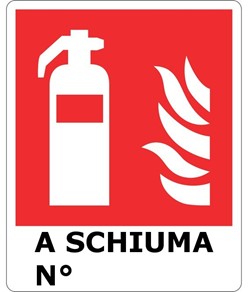 Cartello antincendio con scritta 'a schiuma N°'