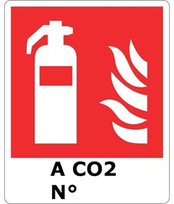etichette adesive simbolo estintore con scritta 'a CO2 N°'