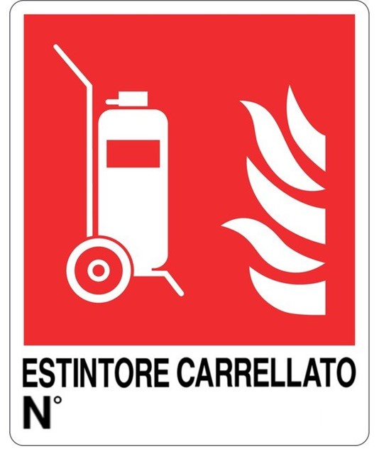 Cartello antincendio 'estintore carrellato N°' Cartello antincendio 'estintore carrellato N°'