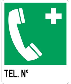 etichette adesive 'telefono di emergenza' con scritta, formato 160 x 210 mm