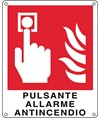 Cartello con scritta 'pulsante allarme antincendio'