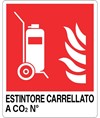 Cartello antincendio con scritta 'estintore carrellato a CO2 N°'