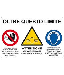 Cartello multisimbolo 'oltre questo limite'. Dim: 1500x1000mm