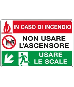 Cartello antincendio usare le scale freccia a sinistra