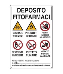 Cartello in alluminio multisimbolo 'deposito fitofarmaci'