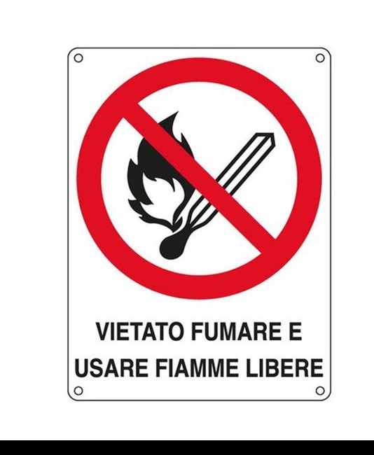 adesivi 'vietato fumare e usare fiamme libere'