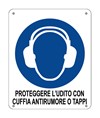 Cartello obbligo  proteggere l'udito con cuffia antirumore o tappi