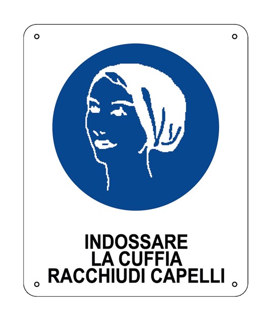 Cartello obbligo indossare la cuffia racchiudi capelli Cartello obbligo indossare la cuffia racchiudi capelli