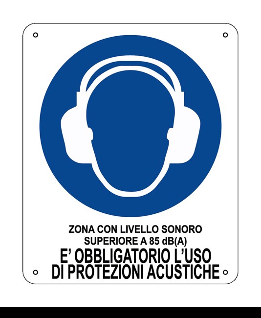Cartello  è obbligatorio l uso delle protezioni acustiche